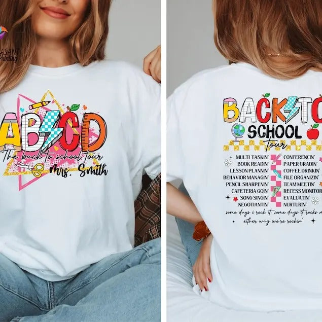 Custom Teacher Shirt, Personalized Teacher Gift, Back To School, Teacher Appreciation, First Day Of School Shirt, Back To School Tour Shirt