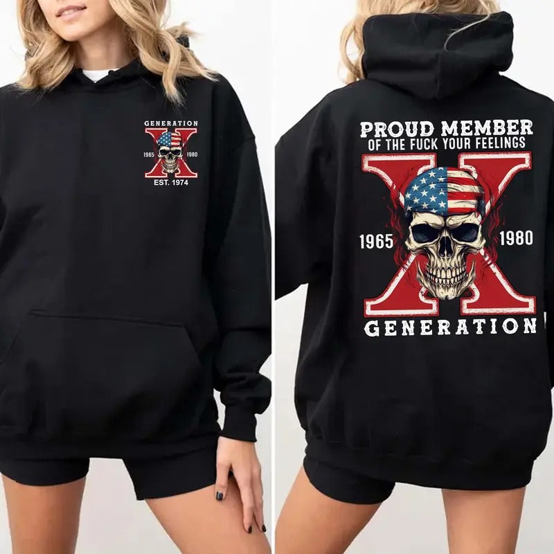 Custom Year Generation X Skull New Version 2 Hoodie, Christmas Generation X Shirt, Raised on Hose Water and Neglect Cotton, Full Size, Full Colors Sweatshirt Womenswear