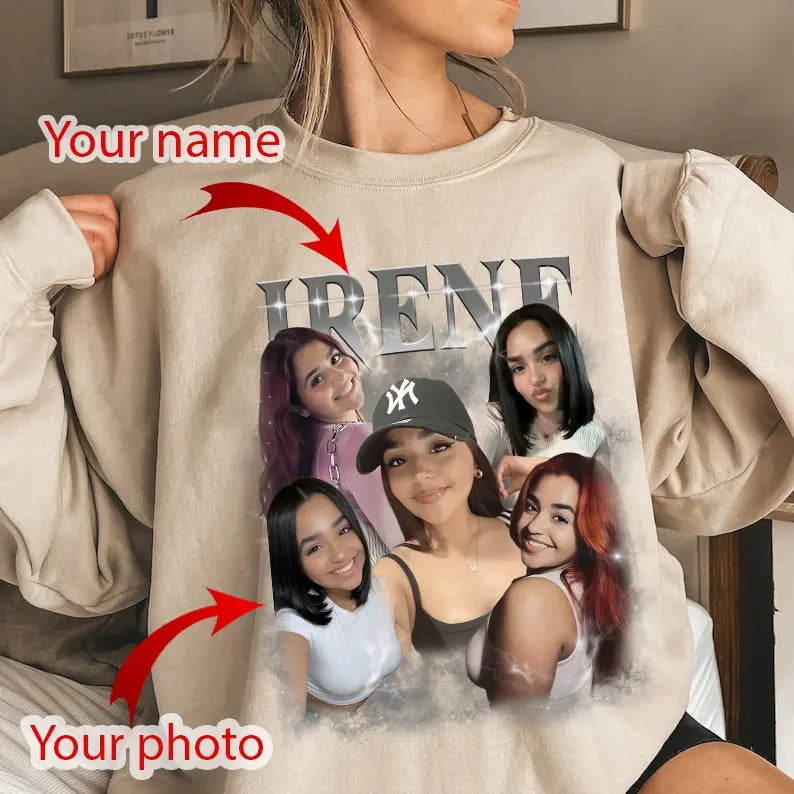 Custom Your Own Bootleg Sweatshirt, Custom Photo Vintage, Insert Your Design, Vintage Graphic 90s, HL25