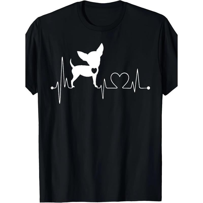 Cute Chihuahua Dog Heartbeat Tshirt For Men Men's Kids T-Shirt made in usa Hoodie, Sweatshirt | WearSparks.com
