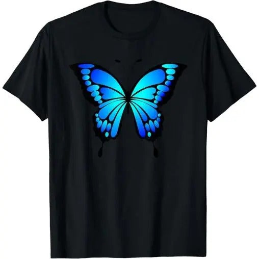 Cute Colorful Blue Butterfly T-Shirt Made in USA
