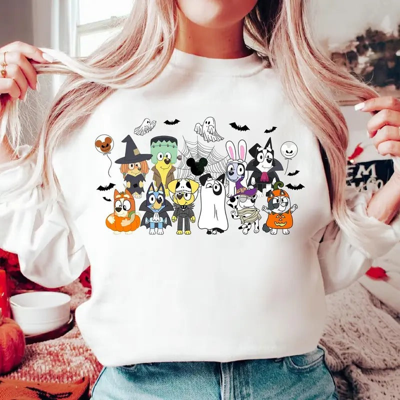 Cute Dog Family Spooky Season Halloween Shirt Cute Dog Halloween Shirt Halloween Vibes Tee Cute Dog And Friends Shirt Dog Cartoon Shirt