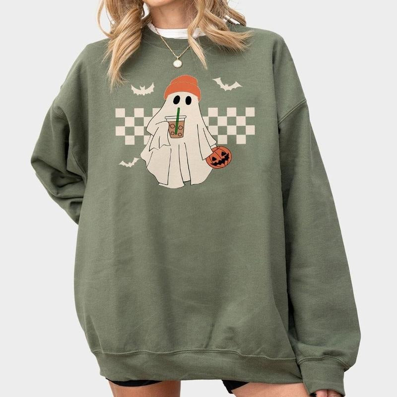 Cute Ghost Ice Coffee Shirt, Ghost Sweatshirt, Halloween Tee, Cute Ghost Shirt, Little Ghost Ice Coffee Sweatshirt, Stay...