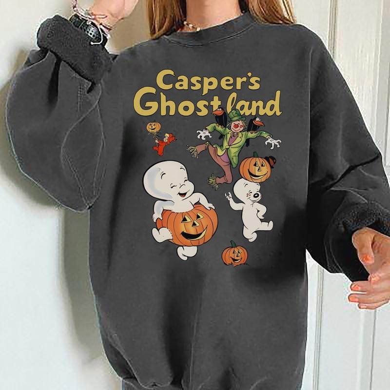 Cute Ghost Sweatshirt, Retro Halloween Crewneck, Ghostland Shirt, Cute Halloween Sweater, Ghost Pumpkin Sweatshirt, Spooky Season Shirt, 90s Halloween Sweater