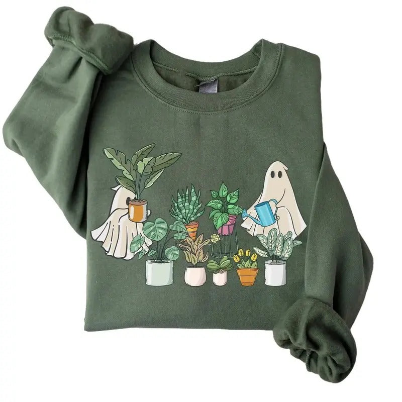 Cute Ghost Sweatshirt, Plant Lady Sweatshirt, Halloween Mom Sweater, Ghost Sweater, Plant Lover Gift, Funny Halloween, Fall Sweater