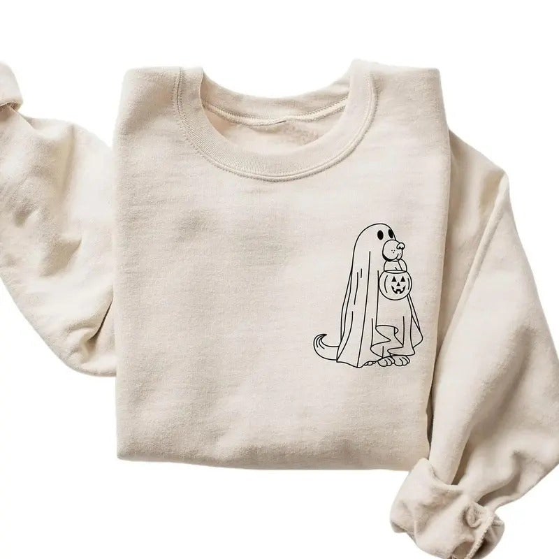 Cute Halloween Dog Sweatshirt, Ghost Dog Shirt, Happy Halloween 2024, Halloween Dog Lovers Tshirt, Halloween Gifts