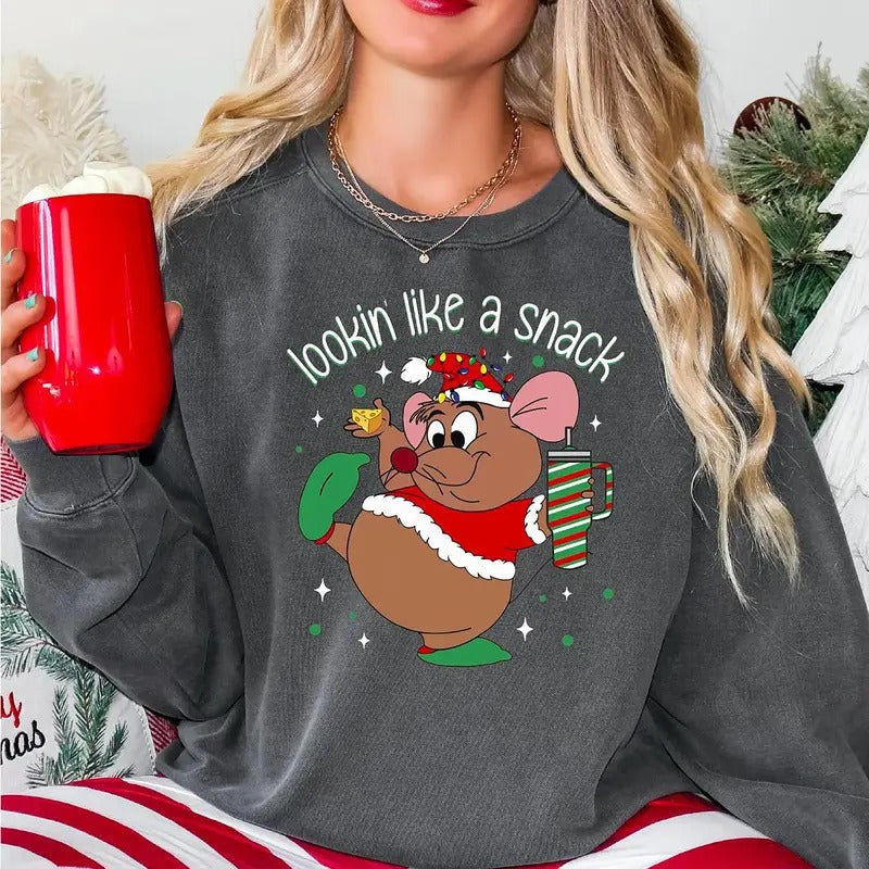 Cute Looking Like a Snack Christmas Sweatshirt, Cute Christmas Hoodie, Family Christmas Shirt, Funny Christmas Sweatshirt, Mouse Christmas Shirt
