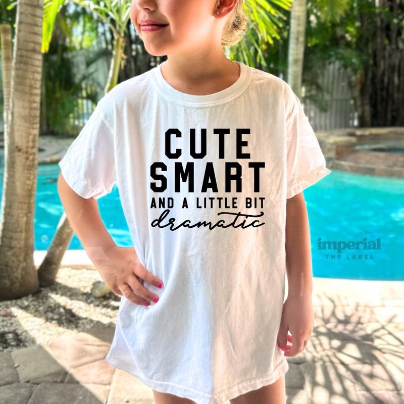 Cute Smart and a Little Dramatic Youth Sweatshirt and Kid's Comfort Colors T-Shirt, Funny Girl Crewneck, Sassy Youth Pullover, Cozy Kids Apparel, Relatable Youth Sweatshirt, Kid's Graphic Tee