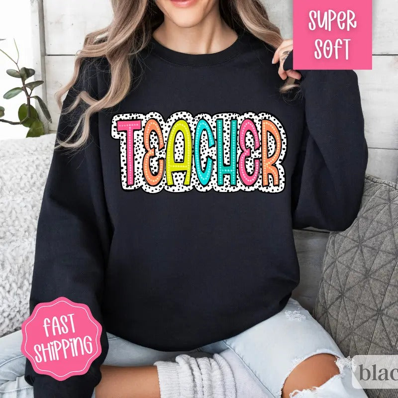 Cute Teacher Sweatshirt, Teacher Gift, Teacher Crewneck, Teacher Appreciation Gift, Oversized Sweatshirt, Gift for...