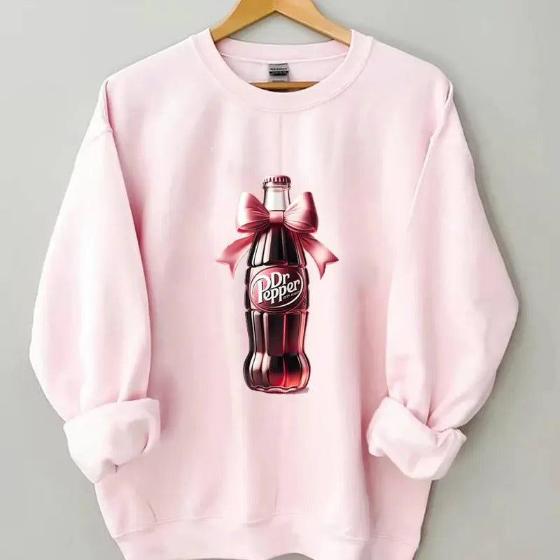 DR. Pepper Shirt, Pink Bow Coquette Dr. Pepper Sweatshirt, Cute Pink Soda Drink Shirt, Aesthetic Girly Tee, Vintage Bow Collage Crewneck