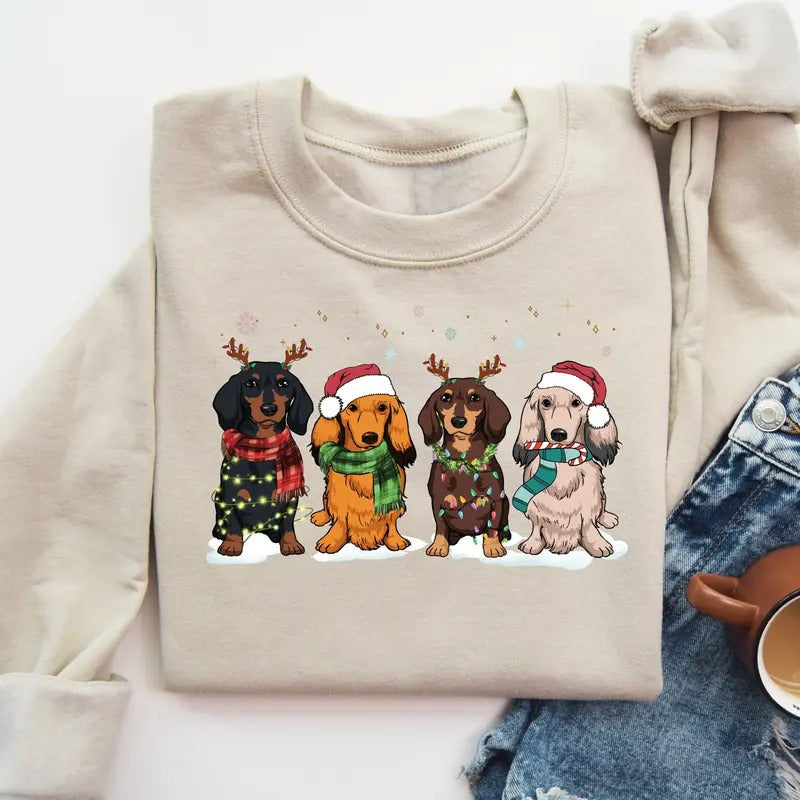 Dachshund Christmas Sweatshirt, Christmas Dog Sweatshirt, Dachshund Shirt, Dachshund Mom Shirt, Dog Lover Shirt, Dachshund Lover Shirt, Xmas Gift Shirt