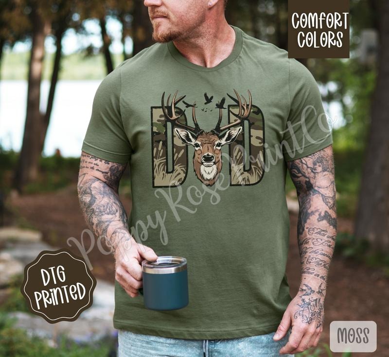 Dad Camo Deer Comfort Colors Shirt, Father's Day Gift for Daddy Tee