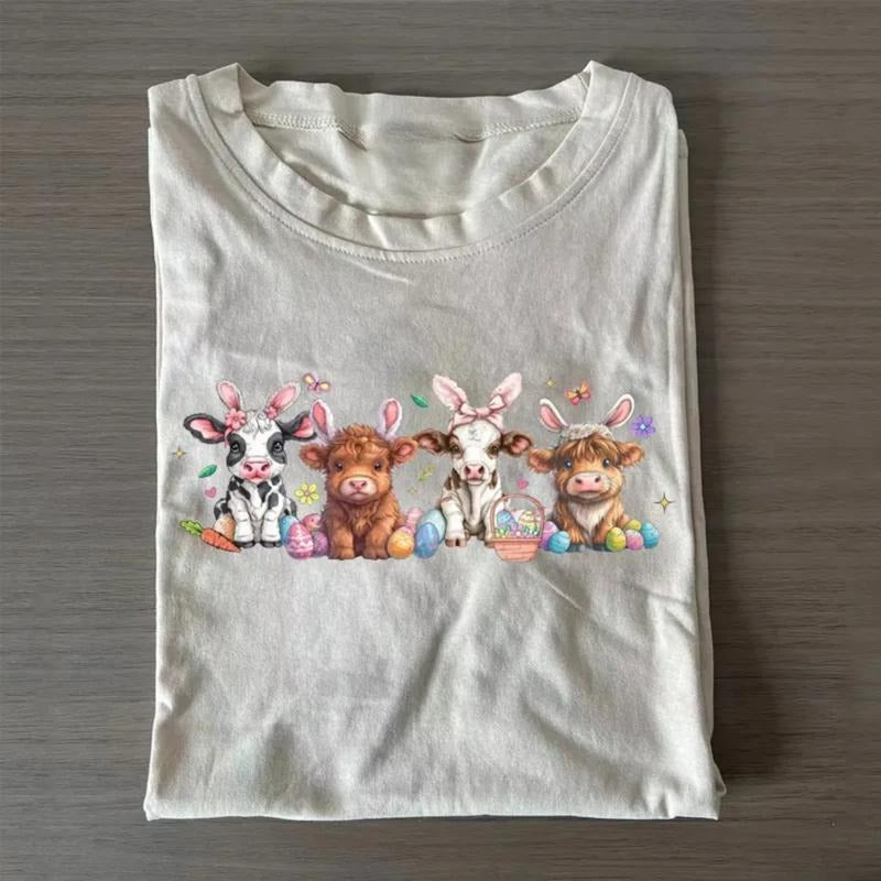 Dairy Cow Easter Egg Decoration T-shirt, Cow Cute Tshirt, Love Cow, Christian festival 2025 Tshirt, Gift, Graphic Tees, Menswear Womenswear Streetwear