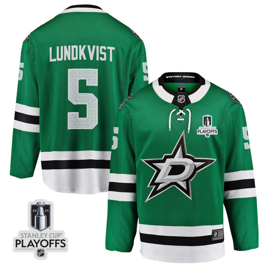 Dallas Stars #5 Nils Lundkvist 2024 NHL Playoffs Patch Home Jersey