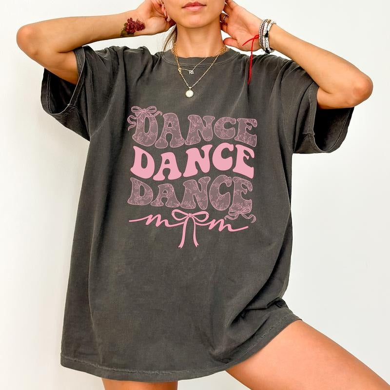 Dance Mom Comfort Colors Shirt, Lace Coquette Bow Mom T-shirt, Mothers Day Graphic Tee, Girl Mama Clothing, Gift for Mom, Girl Mom, Gift For Wife