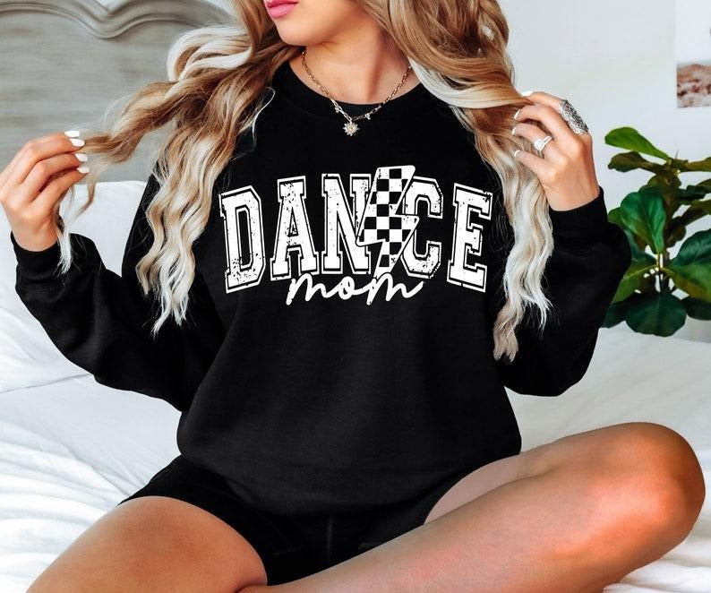 Dance Mom Tshirt-sweatshirt-hoodie, Dance Mom png Checkered Lightning Bolt Dance Competition Shirt, My Heart is on that Stage