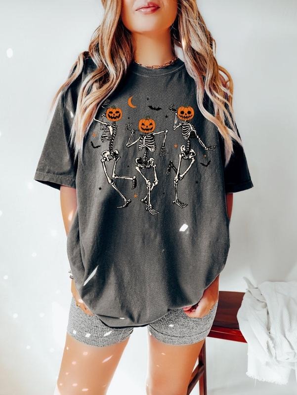 Dancing Skeleton Pumpkin Shirt, Retro Halloween Shirt, Womens Halloween Shirt, Cute Fall Shirt, Spooky Season, Pumpkin Face T-shirt, sweater and Hoodie