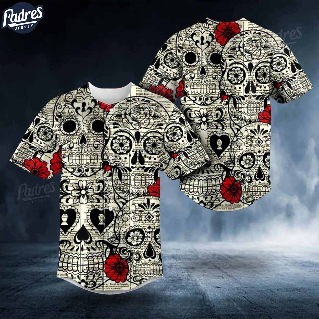 Day Of The Dead Pattern Skull Baseball Jersey 3D Style - Padres Jersey Oasis: Elevate Your Baseball Style Game T-Shirts,...