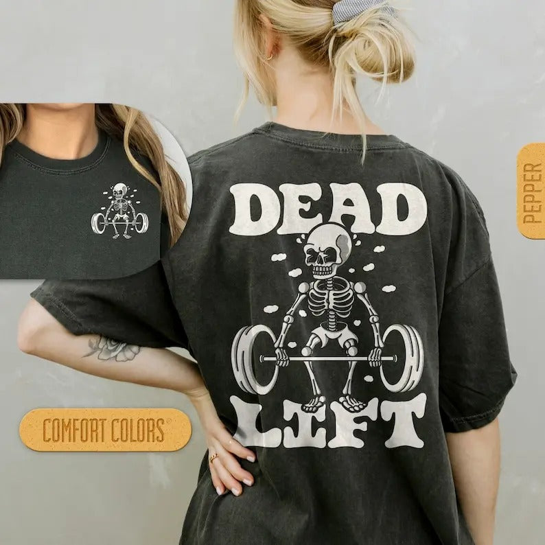 Dead Lift Skeleton Shirt - Gym Pump Cover T-Shirt, Funny Workout Tshirt, Crossfit Tee, Weightlifting T Shirt, Retro Cartoon