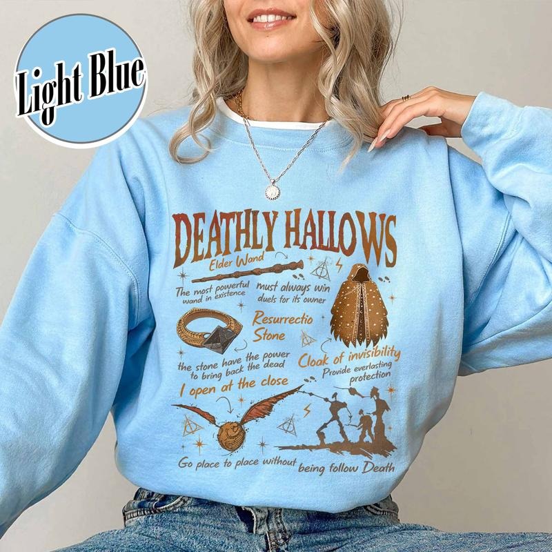 Deathly Hallows Wizard Sweatshirt, Wizarding World Sweatshirt for Fan, Halloween Fall Season Sweatshirt, Gift for Book Lover Cotton Fabric