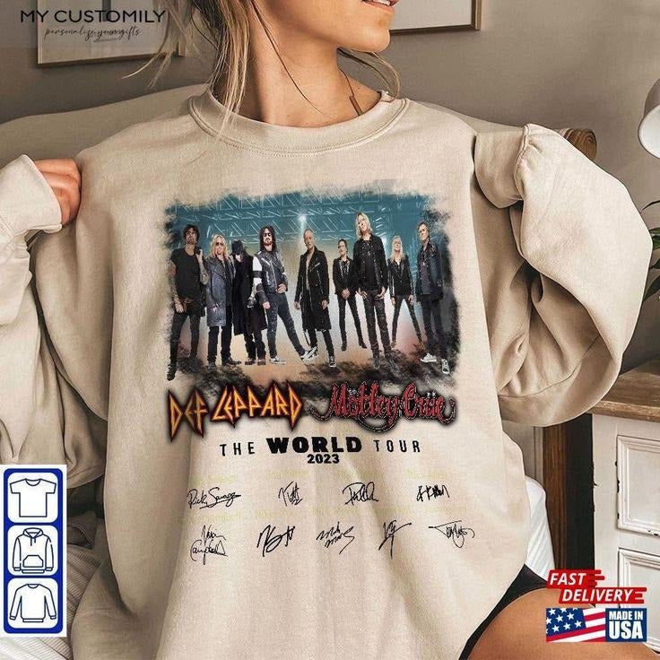 Def Leppard The World Tour 2023 Sweatshirt - Unisex Rock Band Classic Concert Shirt
