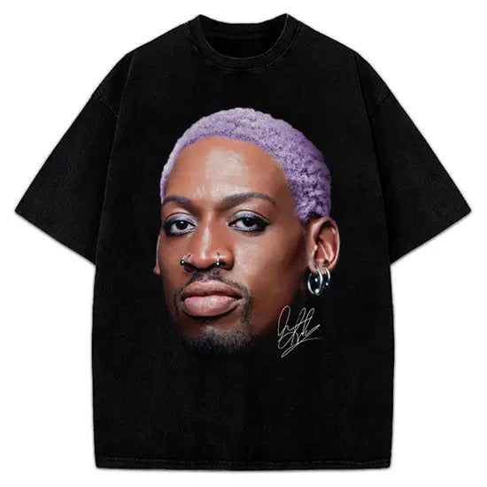 Dennis Purple Hair flamboyant 90's Vintage Design Retro T-Shirt Cotton Menswear