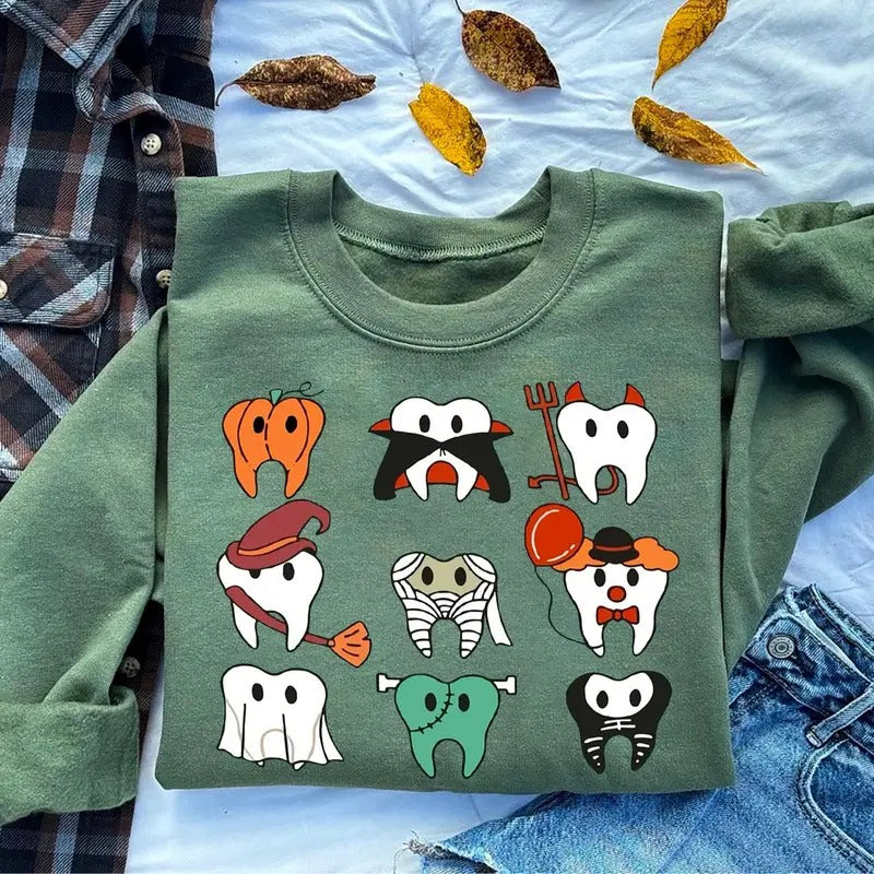 Dental Halloween Sweatshirt, Halloween Teeth Shirt, Dental Hygiene Sweatshirt, Dental Squad Halloween T-shirt, Dental Boo Halloween Shirts, Dental Office Halloween Shirt