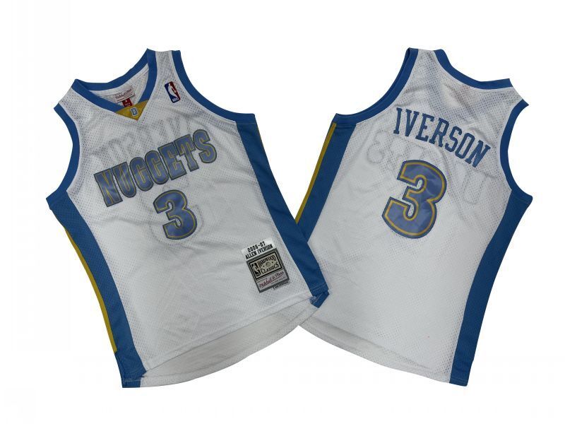 Denver Nuggets #3 Allen Iverson m&n jersey white