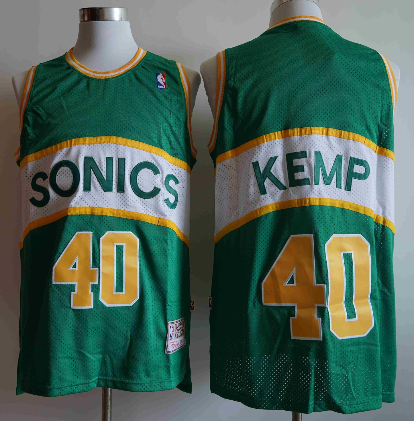 Detroit Pistons #40 Pistons ( Mesh Print ) 40 # Kemp Green White Red Style 2