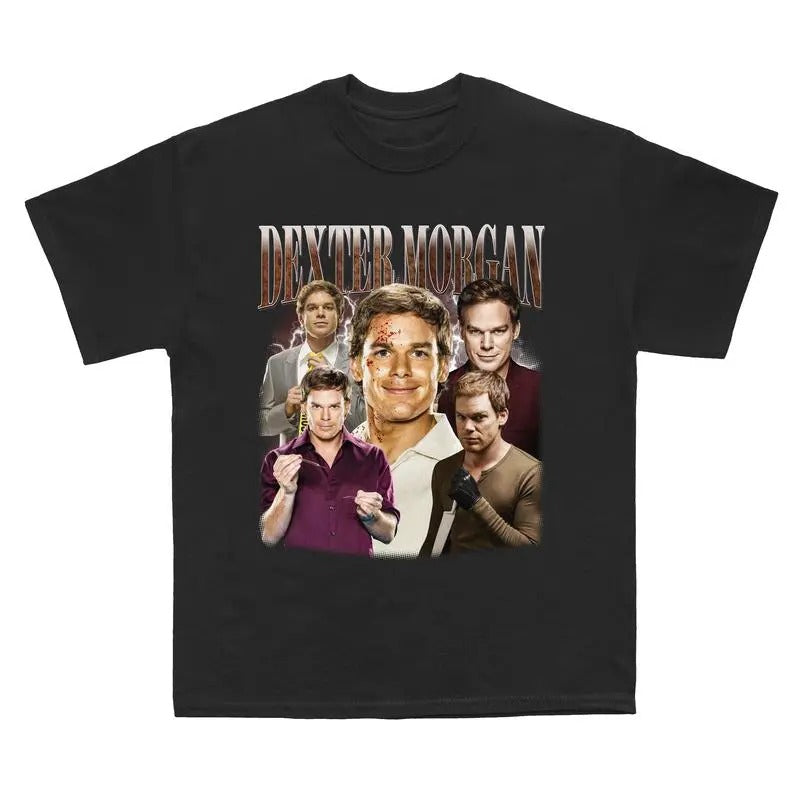 Dexter Morgan Tshirt, Dexter Morgan Rock Style Bootleg Tee Dexter Morgan Gift For Movies Lovers Cotton Menswear Streetwear Casual Tshirt