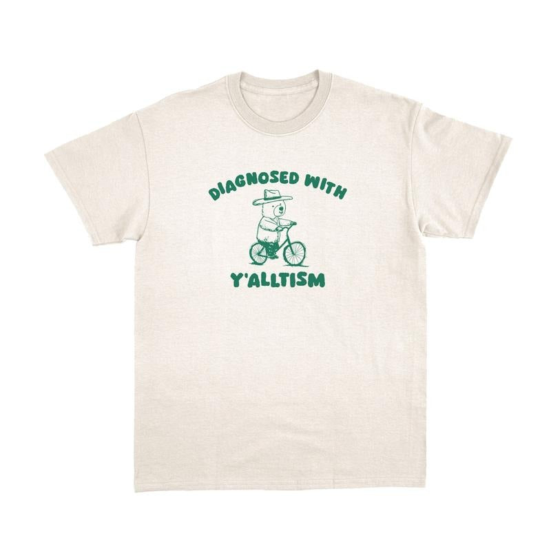 Diagnosed With Y'alltism Funny Cartoon Shirt, Meme T Shirt, Vintage Drawing T-Shirt, Unisex T-Shirt