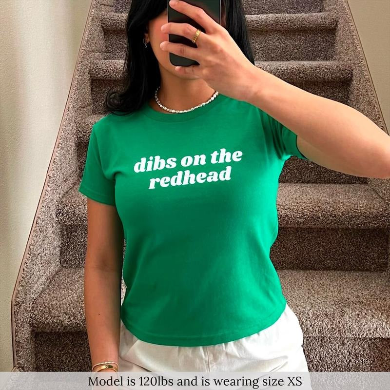 Dibs On The Redhead Baby Tee, St Patrick's Day Baby Tee, Retro Patricks Day Shirt, Y2K Baby Tee, St. Patty's Day Baby Tee, Luck of the Irish
