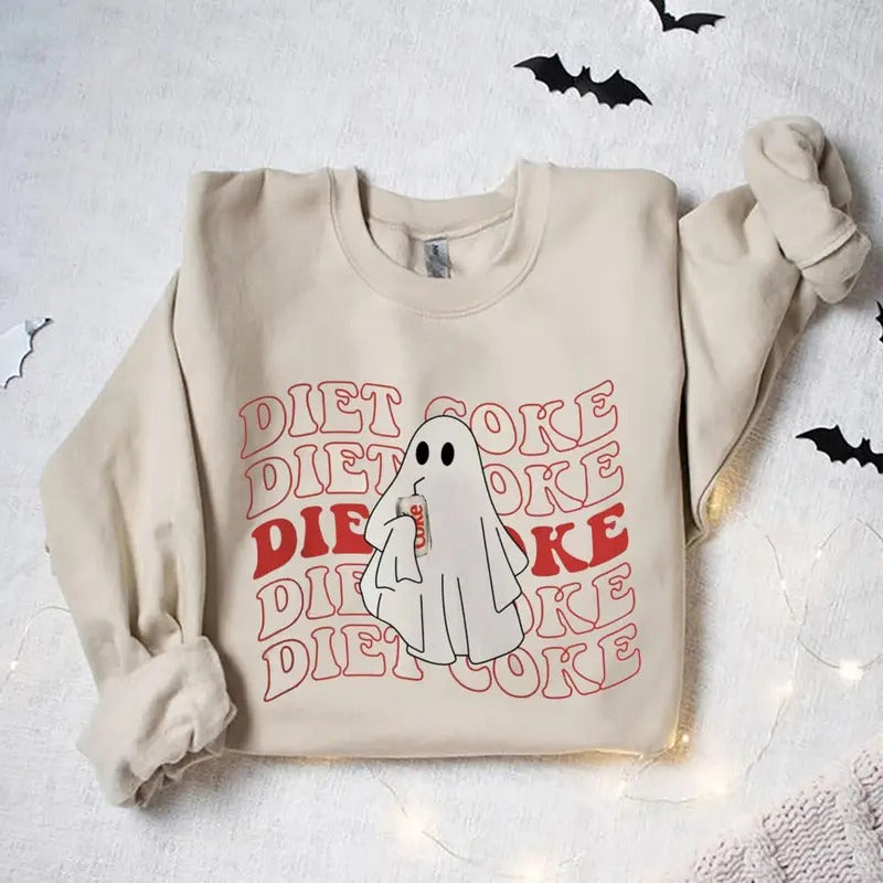 Diet Coke Ghost Sweatshirt, Diet Coke Gifts, Teacher Fuel, Mom Sweatshirt Hoodie, Ghost Holds Diet Coke Sweater, Gift for Diet Coke Lover