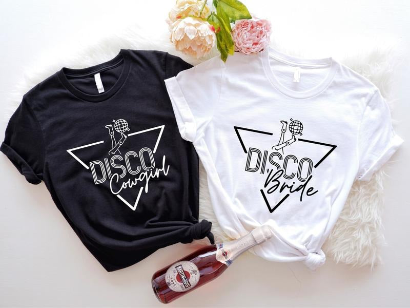 Disco Bride Shirt, Disco Cowgirl T-Shirt, 90s Bachelorette Party Tee, Matching Bridesmaid, Bridal Shower Tee, Gift Shirt...