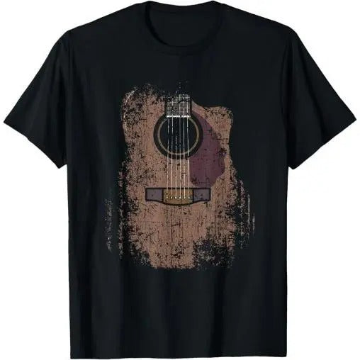 Distressed Acoustic Guitar Vintage Player Rock & Roll Music T-Shirt Made in USA Hoodie, Sweatshirt | WearSparks.com