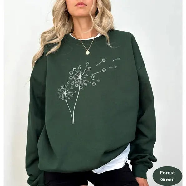 Dnd Sweatshirt, Dungeon Master Sweatshirt, Dandelion Flower Dice, Dnd Gifts for Dm T-Shirt, d&d Apparel Funny, Dnd...