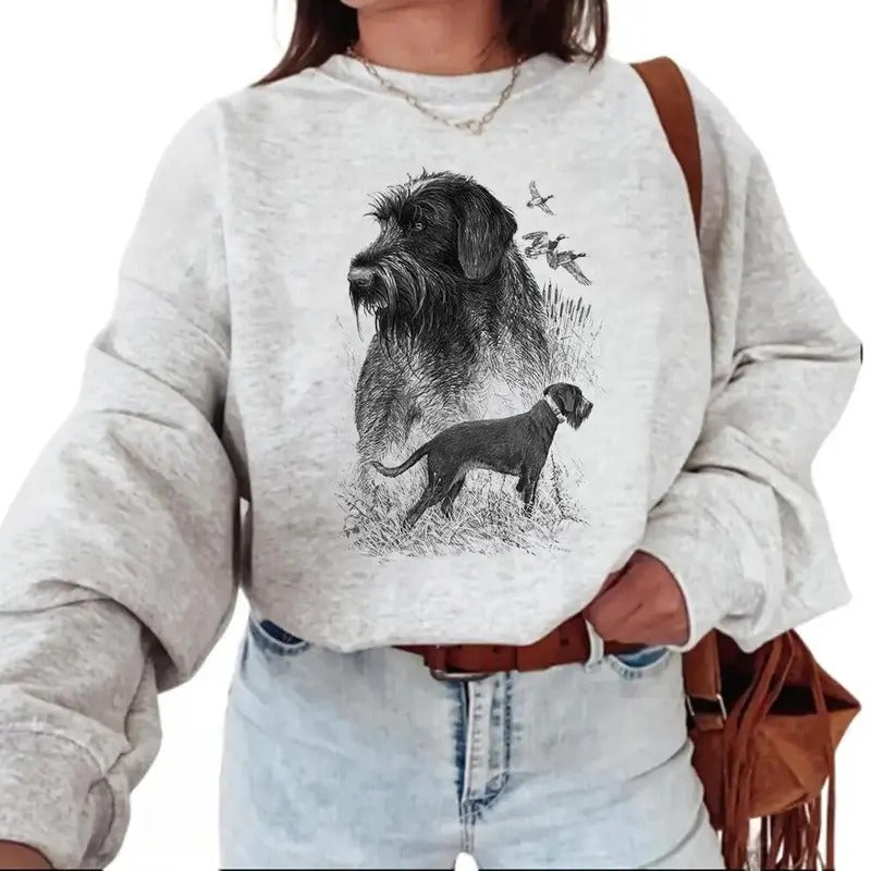 Dog Hunting Mallard Duck Sweatshirt Hello Hunting Season Hoodie, T-shirt, Nature Animal Lover Cotton Unisex for Husband, Wife Pullover
