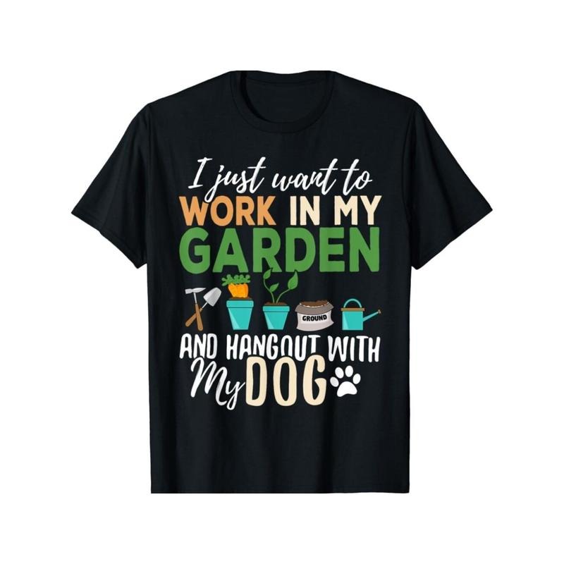 Dog Lover's Delight: Cotton T-Shirt with Geometric Print - Perfect for Gardening & Outdoor Activities, Casual Fit, Breathable Crew Neck Tee for Men & Women, Machine Washable Made in USA