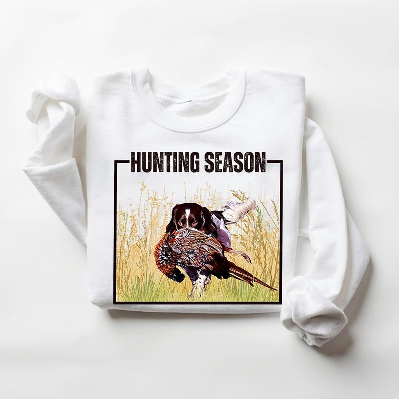Dog Mallard Duck Hunting Sweatshirt Hello Hunting Season Hoodie, T-shirt, Deer Duck Dog Nature Animal Lover Cotton Unisex Pullover