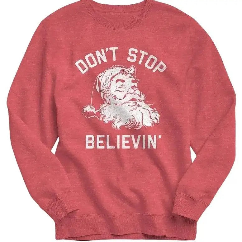 Don't Stop Believing Sweatshirt, Christmas Sweater, Vintage SantaChristmas Shirt Cotton Menswear