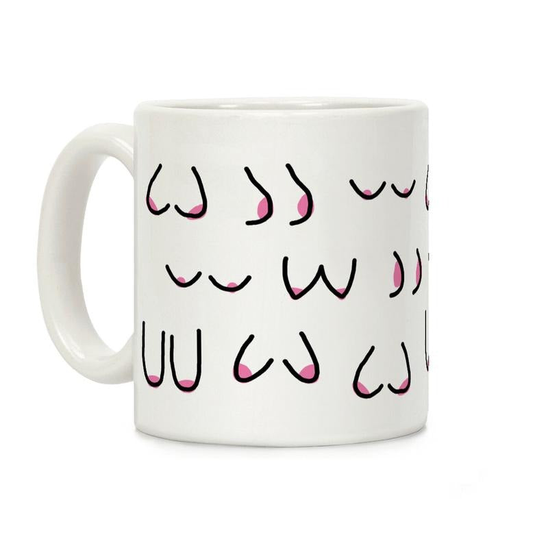 Doodle Boobs Coffee Mug, Graphic Tees, Funny Coffee Mug Gift
