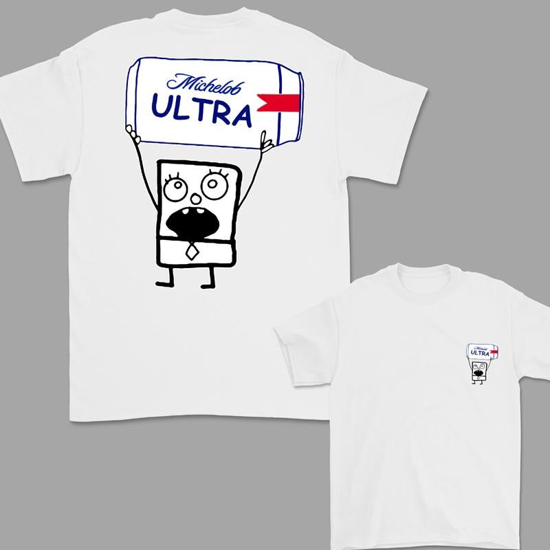 Doodlebob Michelob Ultra 2 Sided T-Shirt, Funny Drinking T-Shirt, Unisex T-Shirt, For Men, For Women