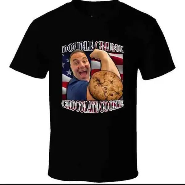 Double Chunk Chocolate Cookie Costco Guys Rizzler Meme Joke Gift T-Shirt, 100% Cotton, Crew Neck, Slight Stretch, Breathable & Wear-Resistant, All-Season Short Sleeve Tee, Perfect for Outdoor & Daily Fashion