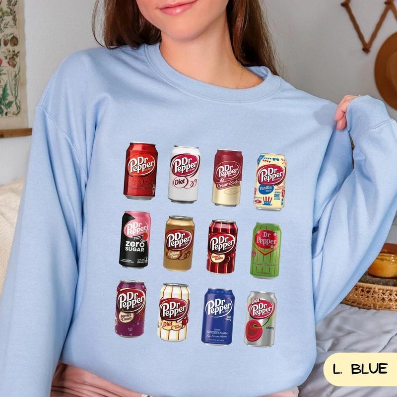 Dr. Pepper Sweatshirt, Soda Sweatshirt, Vintage Soda Canned Sweater, Trendy Sweatshirt For Christmas, Gift for Soda Lover, Dr Pepper Bottles Womenswear Hoodie Tops Underwear style 02
