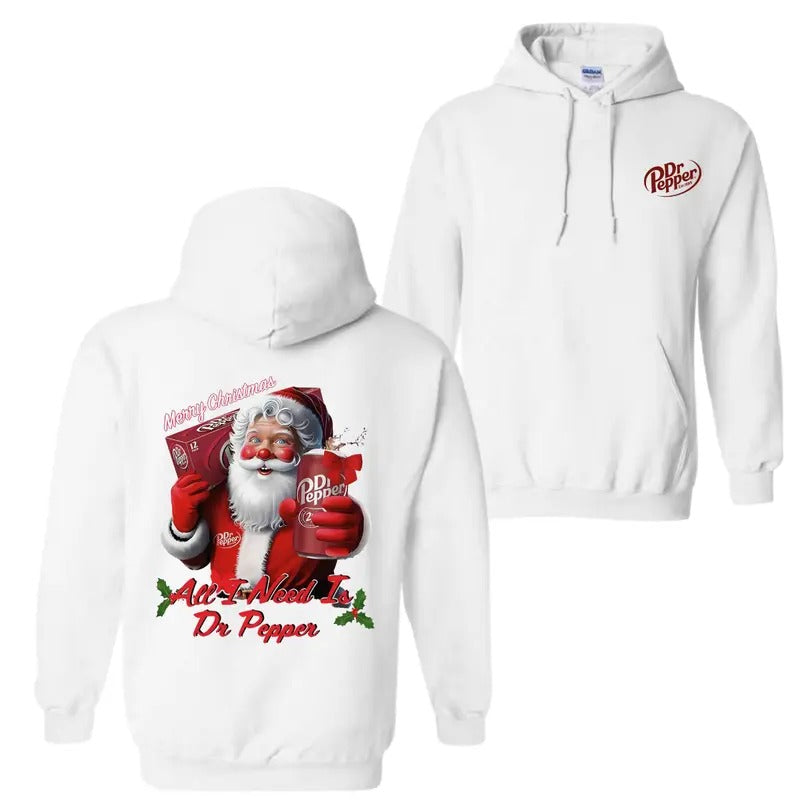 Dr Pepper Santa Christmas Hoodie T-Shirt, All I Need Is Doctor Pepper Hoodie Sweatshirt | WearSparks.com