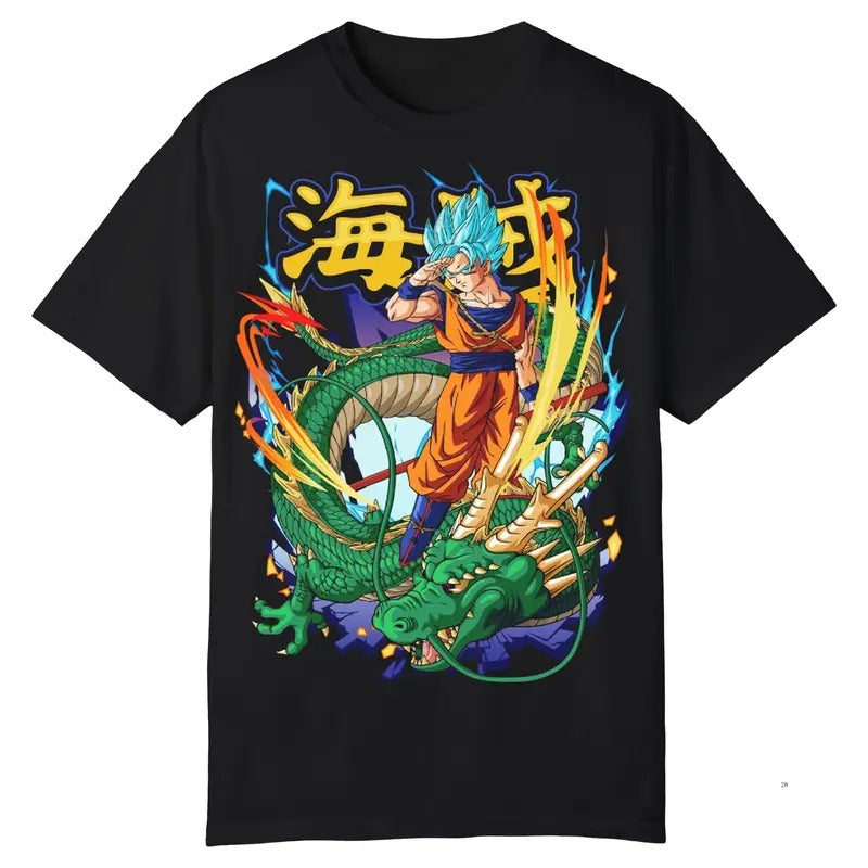 Dragon Ball Vintage Anime Tee, Goku And Shenron Shirt, Dragon Ball Shirt, Anime Merch, Gift For Anime Fans, Gift Anime Lover, Dragon Ball Anime Tee Gift For Menswear Top