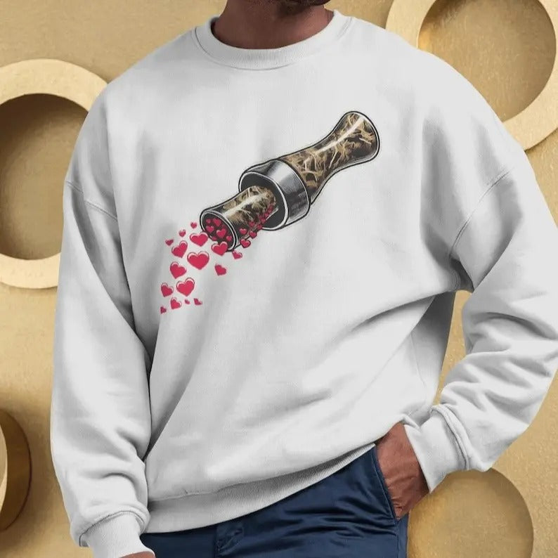 Duck Call Valentines Day Shirt, Duck Call Funny Vlentines Day Gift, Camo Hunting Sweatshirt for Valentine's Day Tee