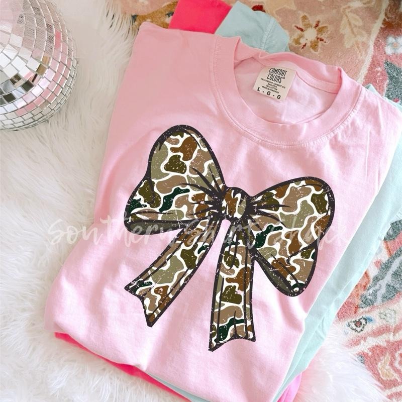 Duck Camo Bow T shirt | Blossom comfort colors t shirt