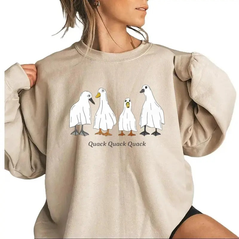 Duck Ghost Sweatshirt Graphic Funny Duck Hunting Season Graphic Mallard Gift For Unisex T-shirt Hoodie Cotton Fabric Womenswear