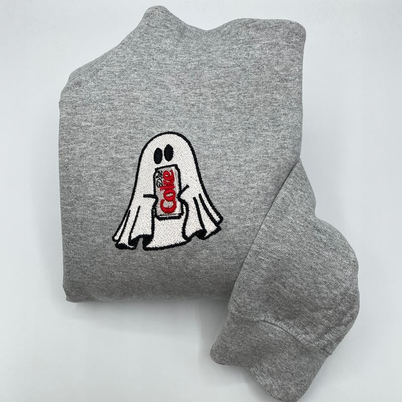 EMBROIDERED Halloween Ghost, Embroidered Ghost Diet Coke, Embroidery Ghost, Halloween Diet Coke, Diet Coke Lover Shirt